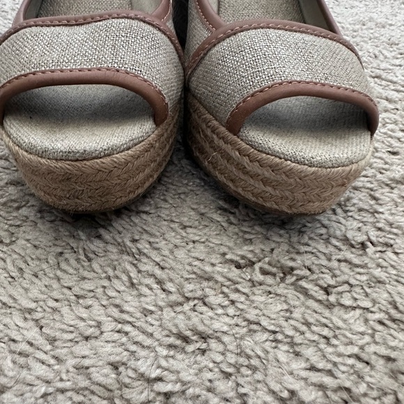 Tory Burch Plata Royal Majorca Linen & Leather Espadrille Wedge 9.5/40.5 - Picture 9 of 9